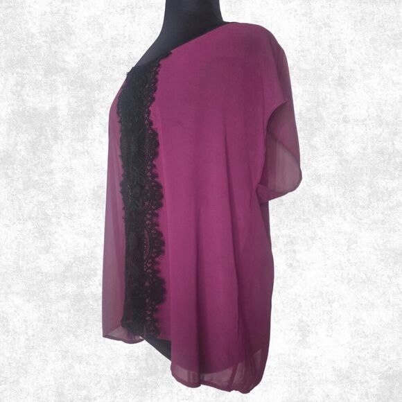 Torrid Plum Sheer Lace Overlay Blouse – Plus Size 2 (18/20) Torrid Plum Sheer L - Picture 5 of 5
